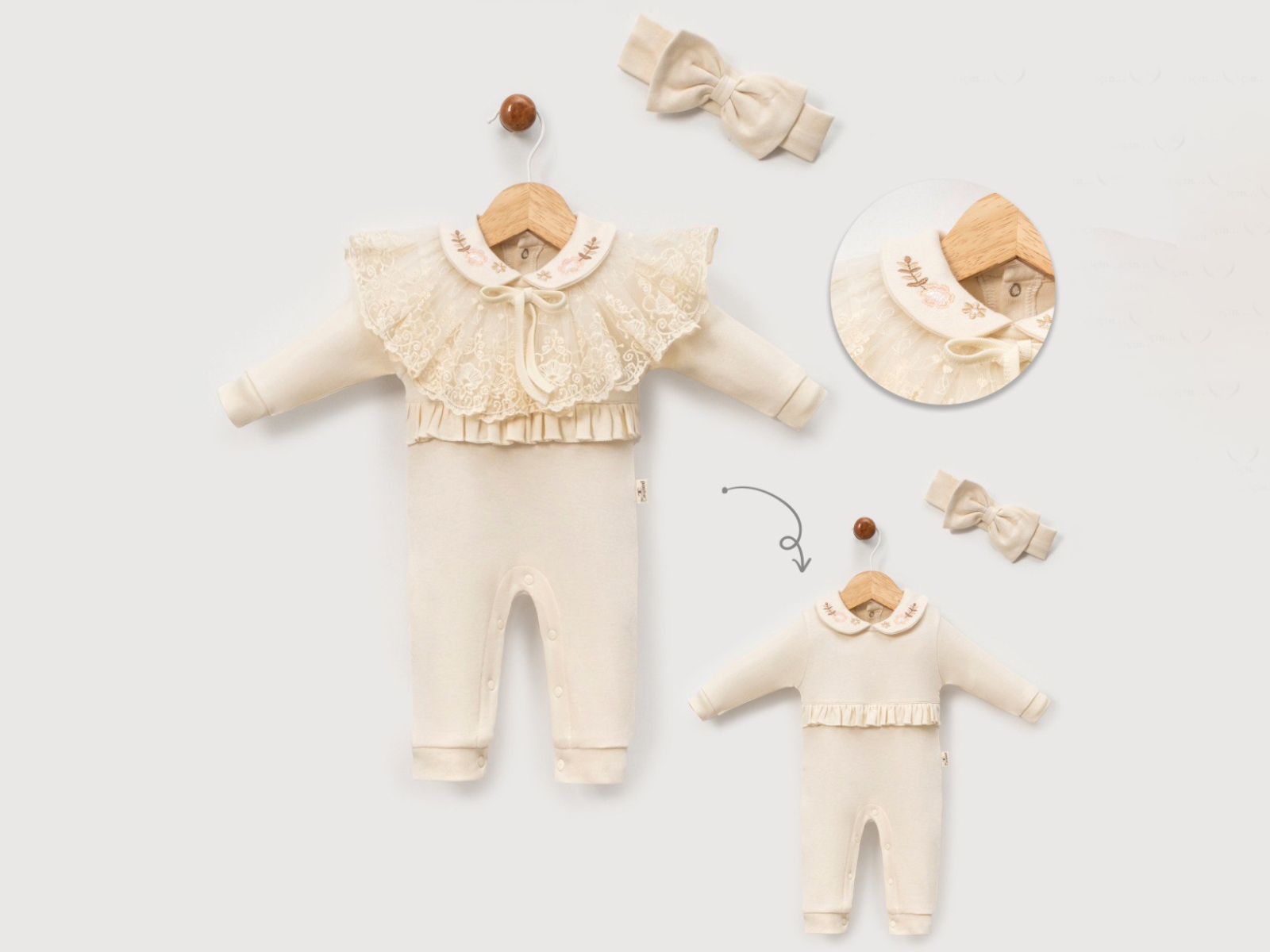 Dantelli Kız Bebe Tulum 