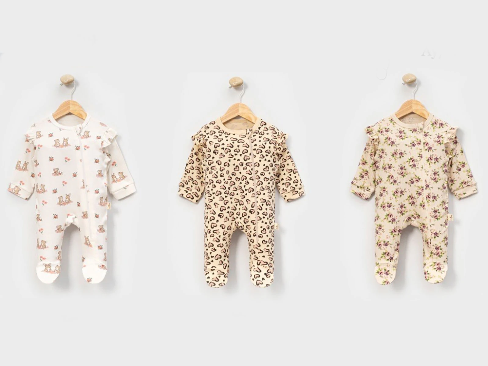 Toptan CAYZEN Desenli Kız Bebek Tulum Set Toptan Bebek Çocuk Giyim - Beniz Kids