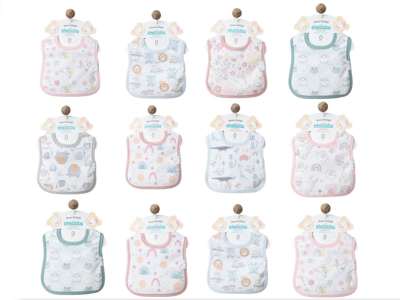Desenli Unisex 12li Bebe Önlük