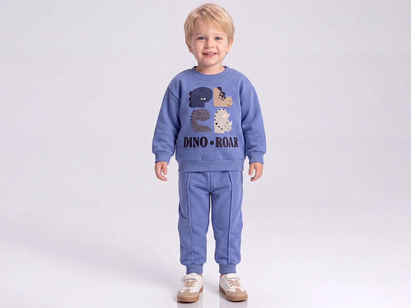 Toptan FEELY KİDS Dino Baskılı 3 İp Şardonlu Erkek Takım  Toptan Bebek Çocuk Giyim - Beniz Kids