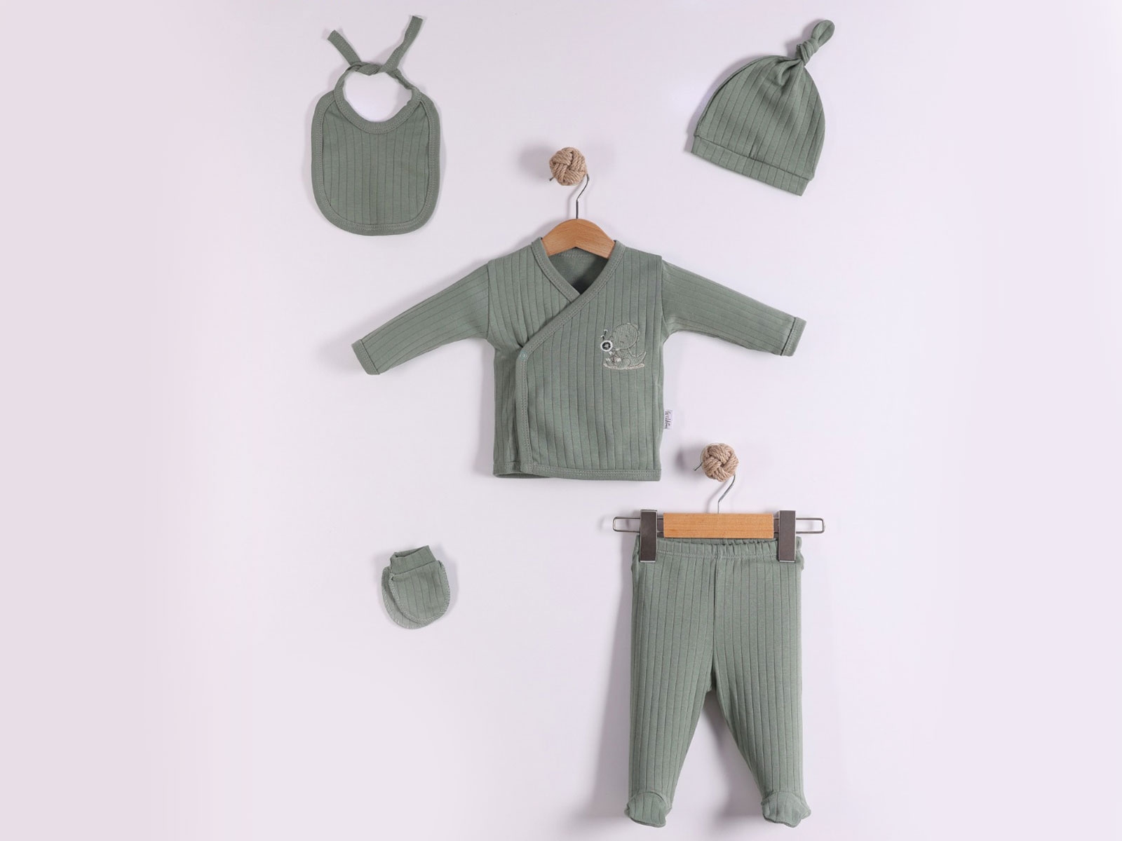 Dino Baskılı 5li Unisex Hastane Çıkışı Zıbın Seti