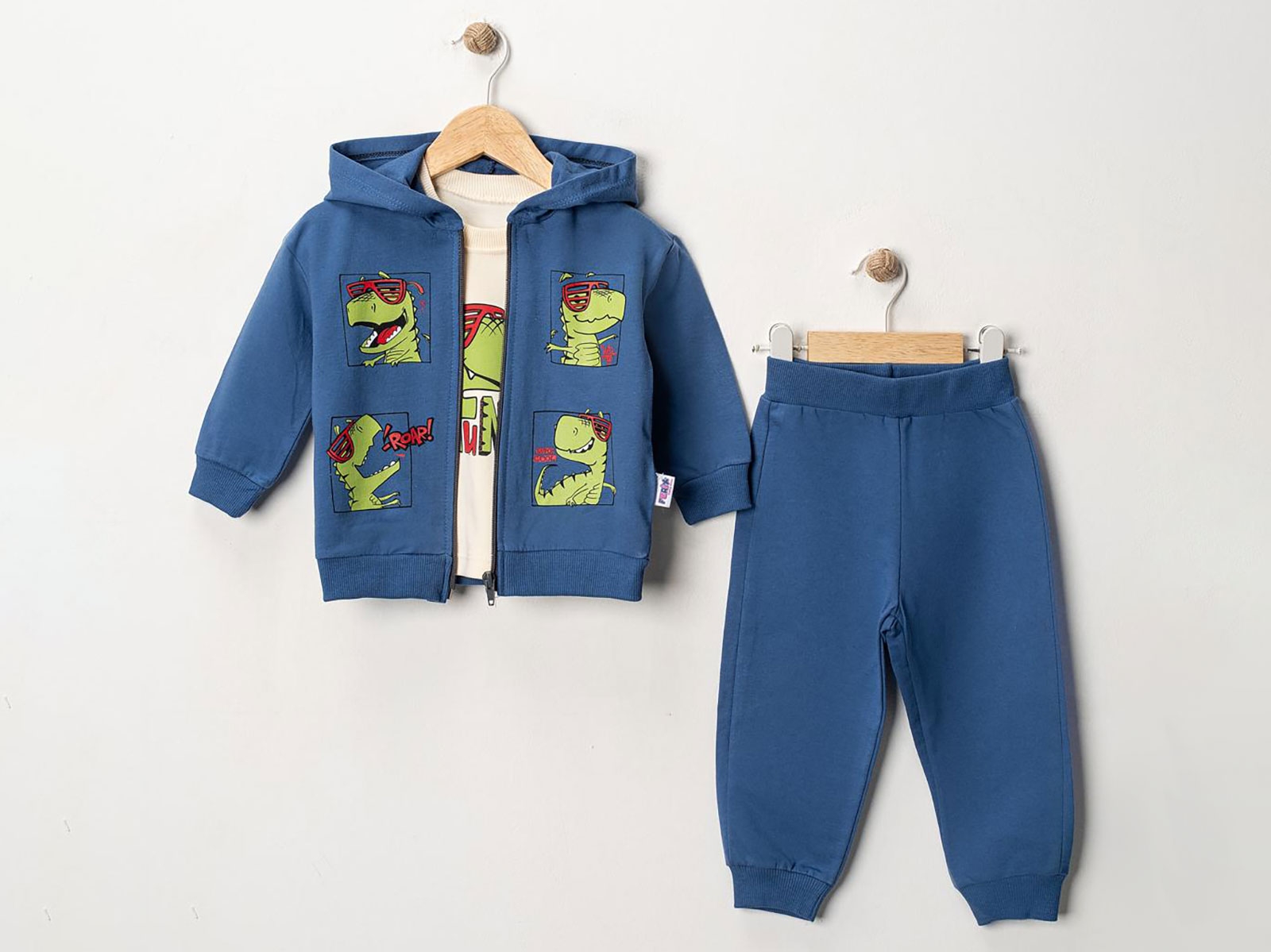 Toptan FERİX BABY Dino Baskılı Erkek Takım Toptan Bebek Çocuk Giyim - Beniz Kids