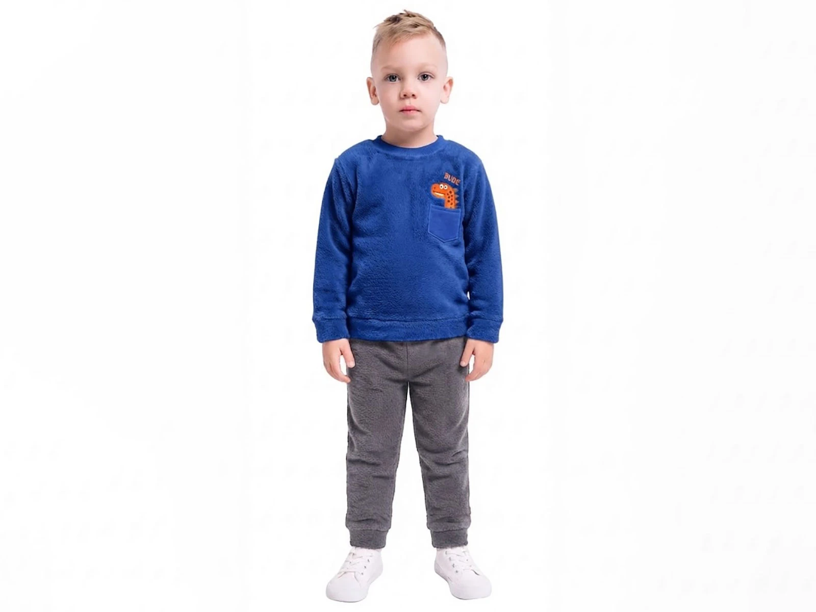 Toptan LİZARD Dino Nakışlı Well Soft Peluş Erkek Takım  Toptan Bebek Çocuk Giyim - Beniz Kids