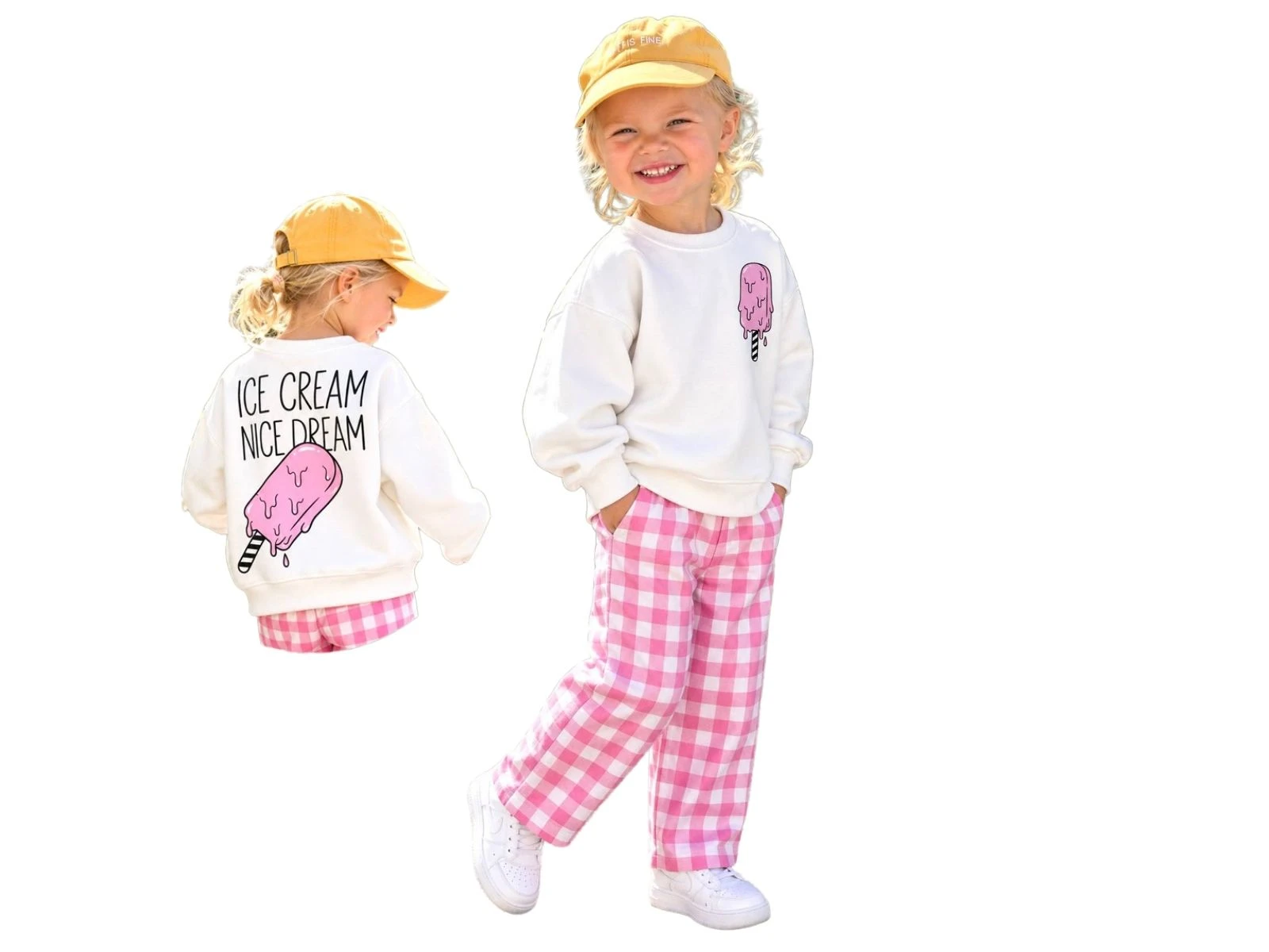 Toptan UNİCORN Dondurma Baskılı 3 İp Şardonsuz Kız Takım Toptan Bebek Çocuk Giyim - Beniz Kids