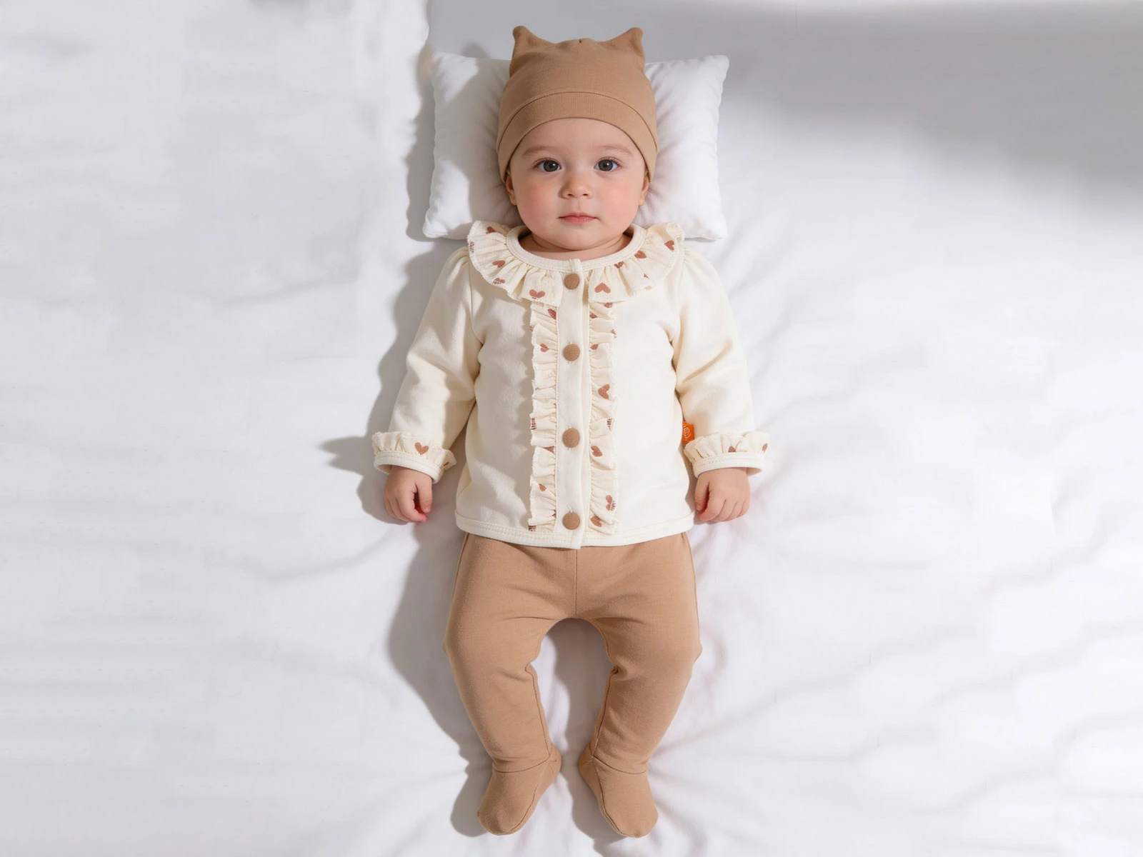 Toptan BEYAZ BEBEK Düğme Detaylı 5'li Yeni Doğan Erkek Takım Toptan Bebek Çocuk Giyim - Beniz Kids