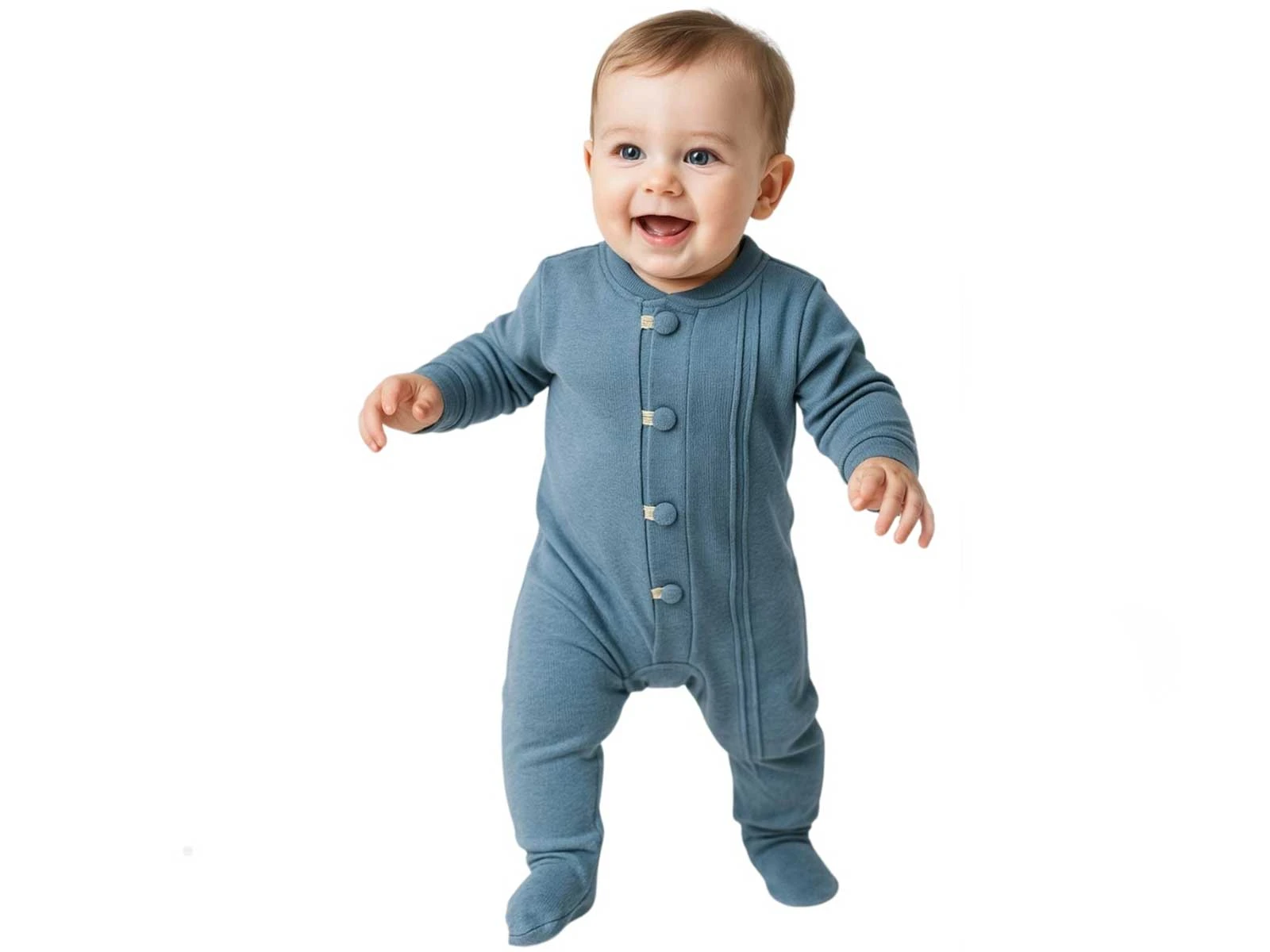 Düğme Detayli Erkek Bebe Tulum
