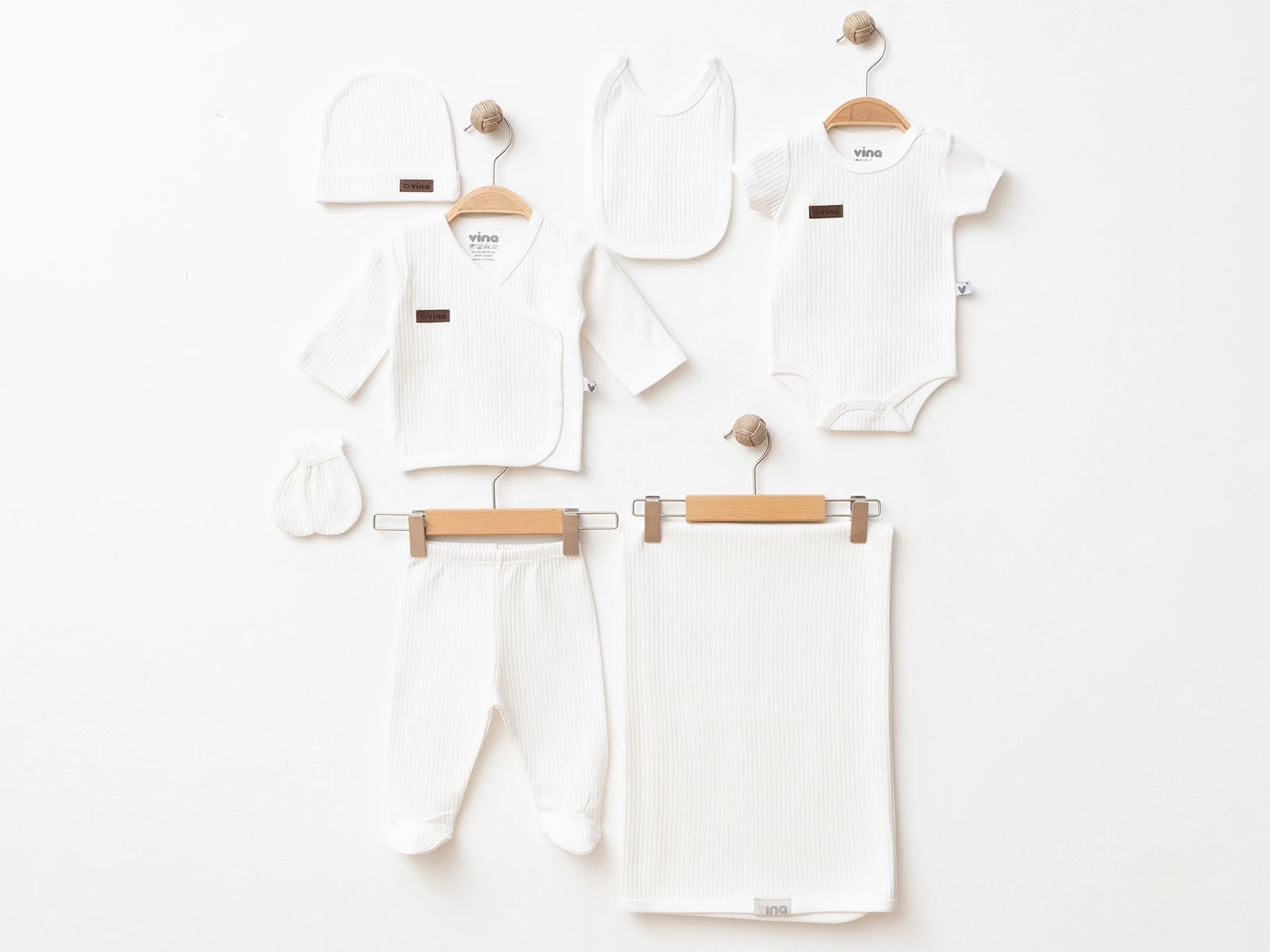 Toptan GÜMÜŞ Düz Raporlu Unisex 7li Hastane Çıkışı Zıbın Set Toptan Bebek Çocuk Giyim - Beniz Kids