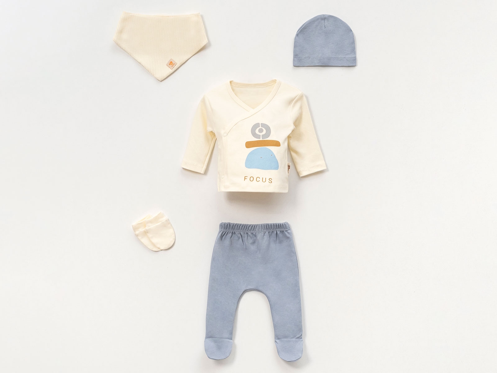 Erkek Bebe 5li Hastane Çıkışı Zıbın Set