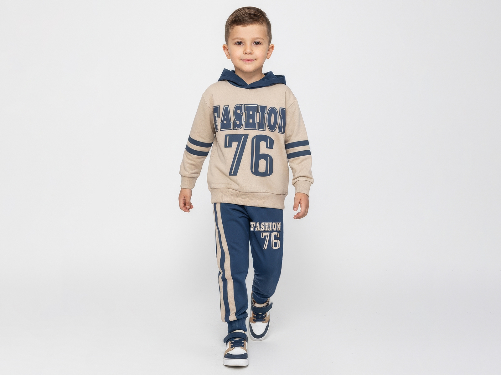 Fashion Baskılı Kapşonlu Erkek Takım