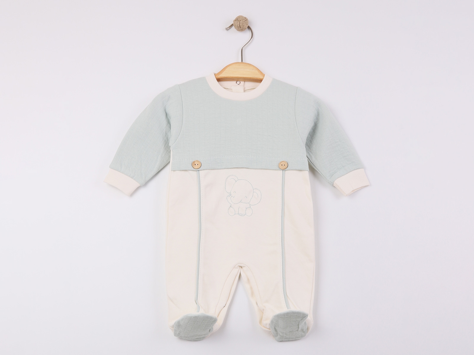 Fil Baskılı Erkek Bebe Tulum