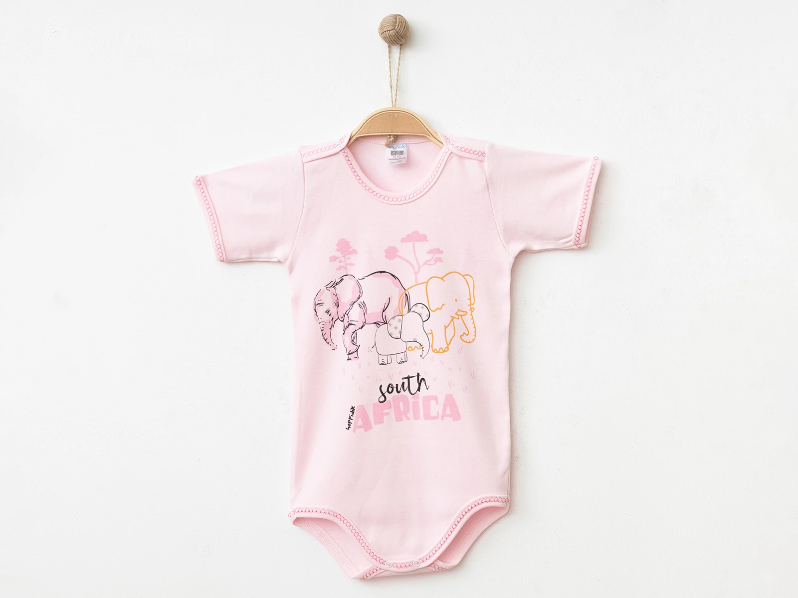 Fil Baskılı Unisex  Yarım Kol Çıtçıtlı Badi