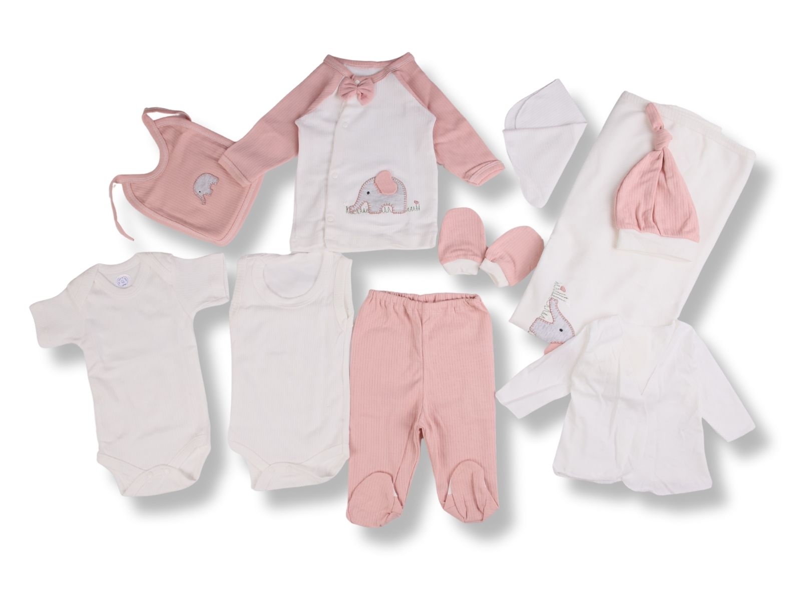 Fil Nakışlı Erkek Bebe Hastane Çıkışı 10lü Set