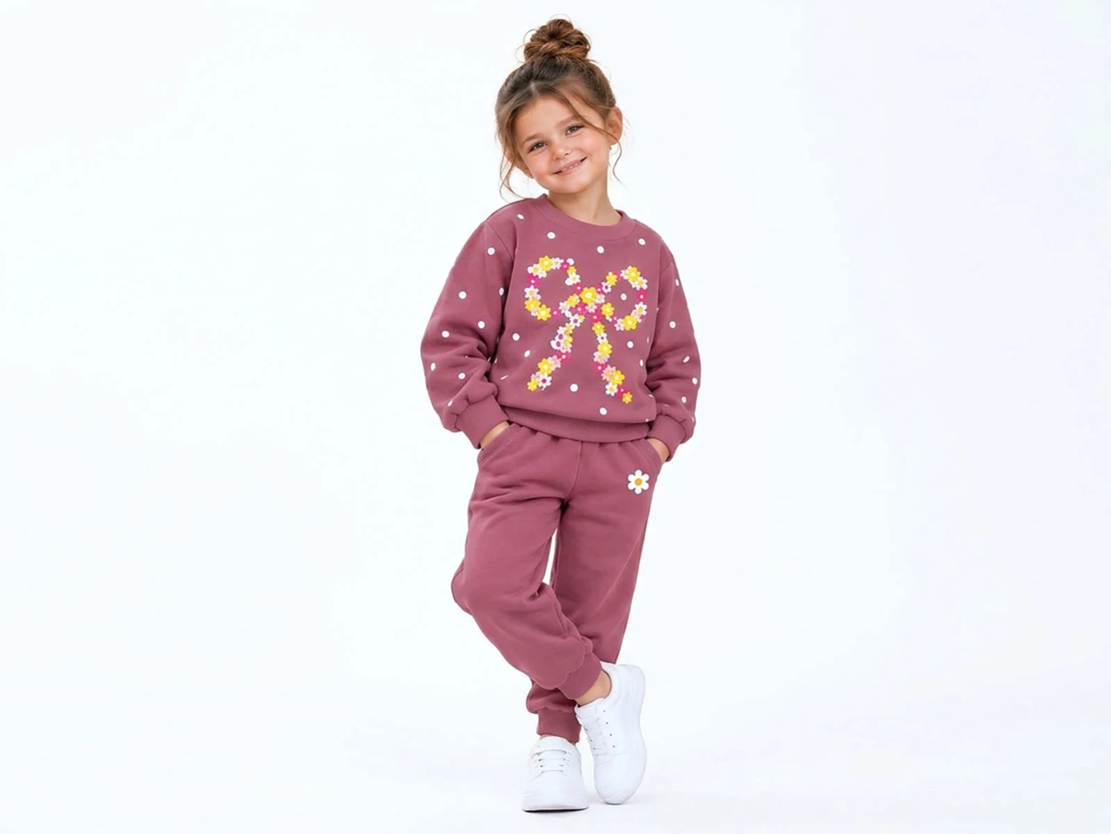 Toptan BICIR KİDS Fiyonk Detay Şardonlu 3 İp Kız Çocuk Takım Toptan Bebek Çocuk Giyim - Beniz Kids