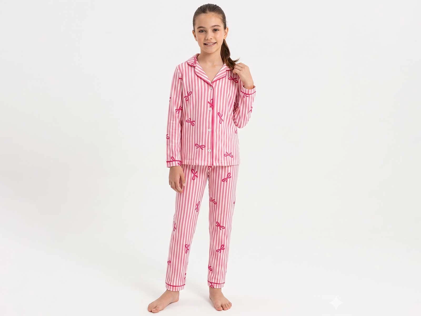 Fiyonk Baskılı Kız Pijama Takım