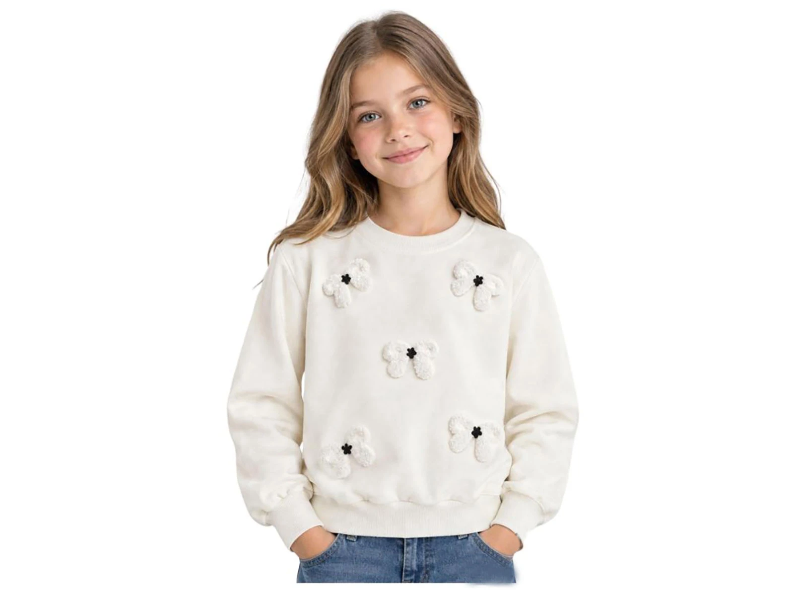 Toptan İ-CAN Fiyonk Detay Kız Çocuk Sweat Toptan Bebek Çocuk Giyim - Beniz Kids