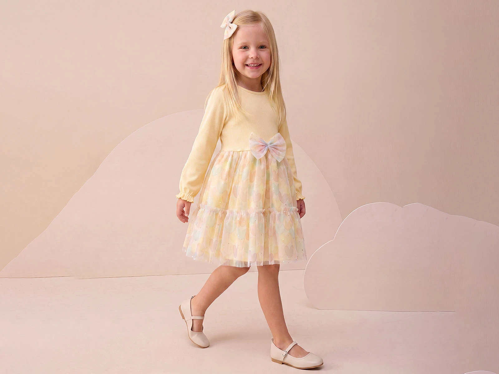 Toptan BUPPER Fiyonk Detaylı Tokalı Elbise Toptan Bebek Çocuk Giyim - Beniz Kids