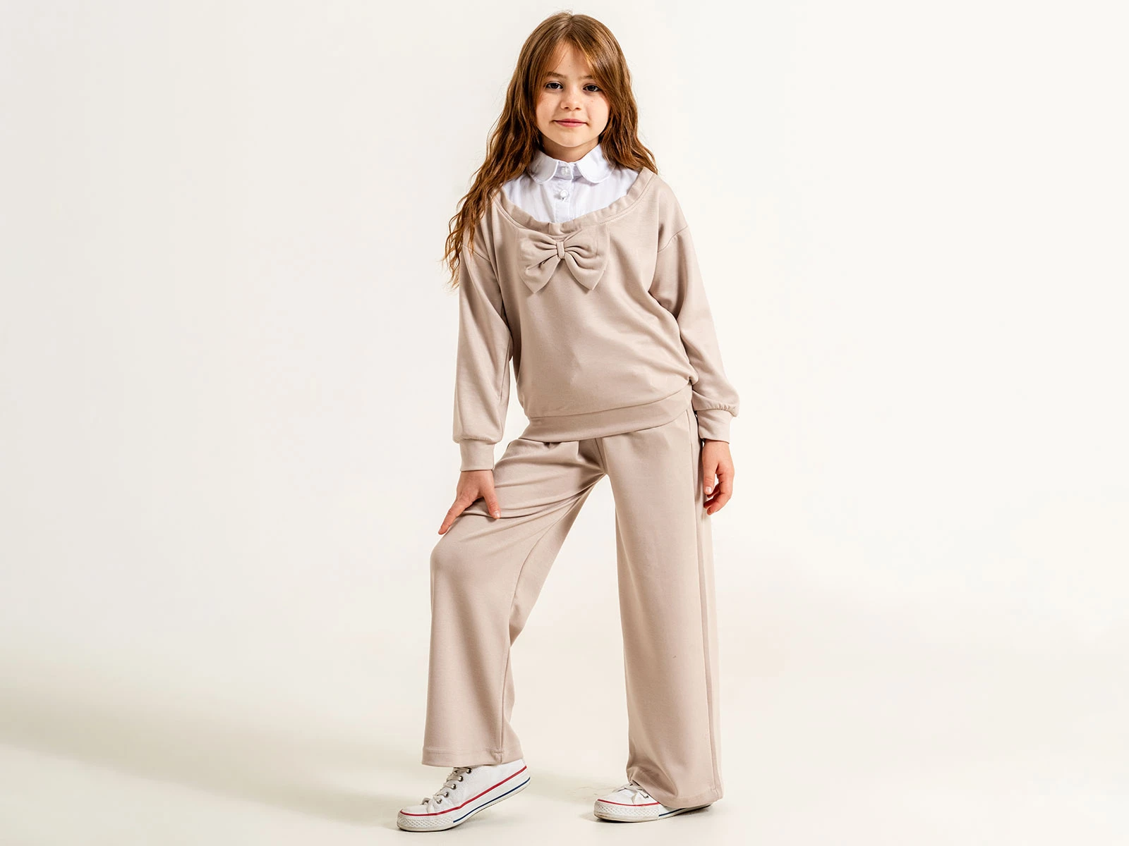 Toptan YAVRUCAK Fiyonk Nakışlı Gömleki Oysho Kız Üçlü Takım  Toptan Bebek Çocuk Giyim - Beniz Kids