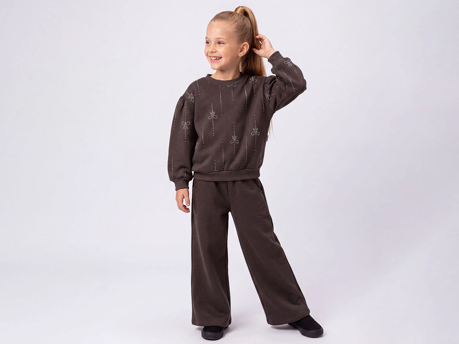 Toptan FEELY KİDS Fiyonk Taş Detaylı 3 İp Şardonlu Kız Takım  Toptan Bebek Çocuk Giyim - Beniz Kids
