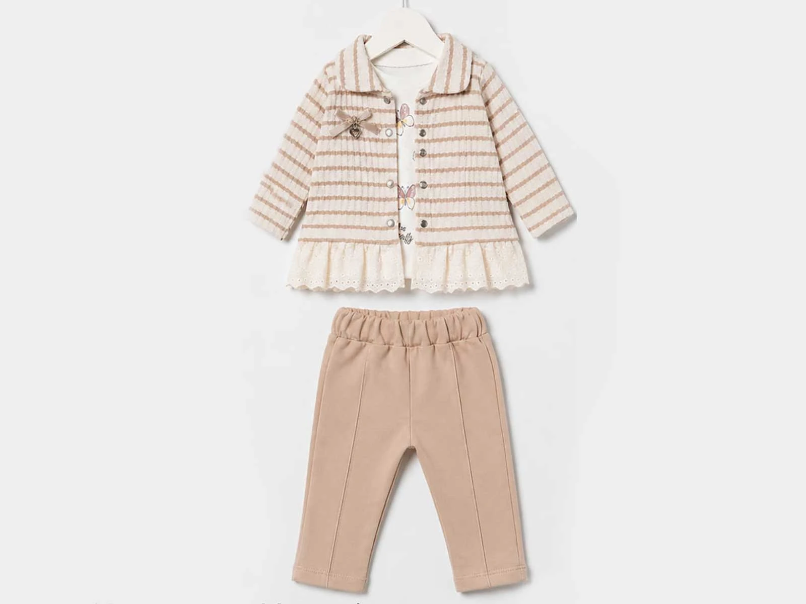Toptan ELCİ BABY Fiyonklu Kız Bebe 3'lü Takım  Toptan Bebek Çocuk Giyim - Beniz Kids