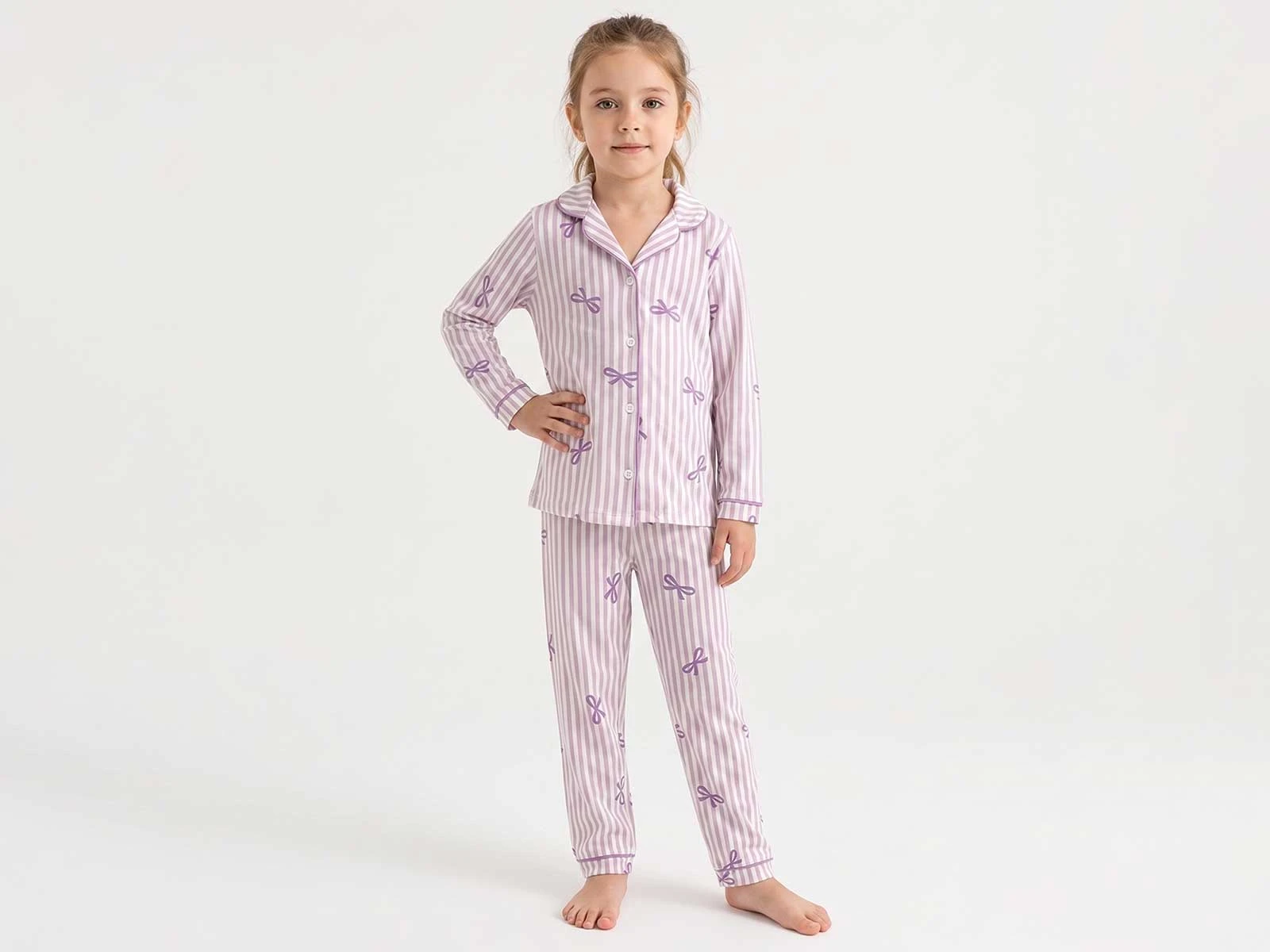 Fiyonklu Kız Pijama Takım 