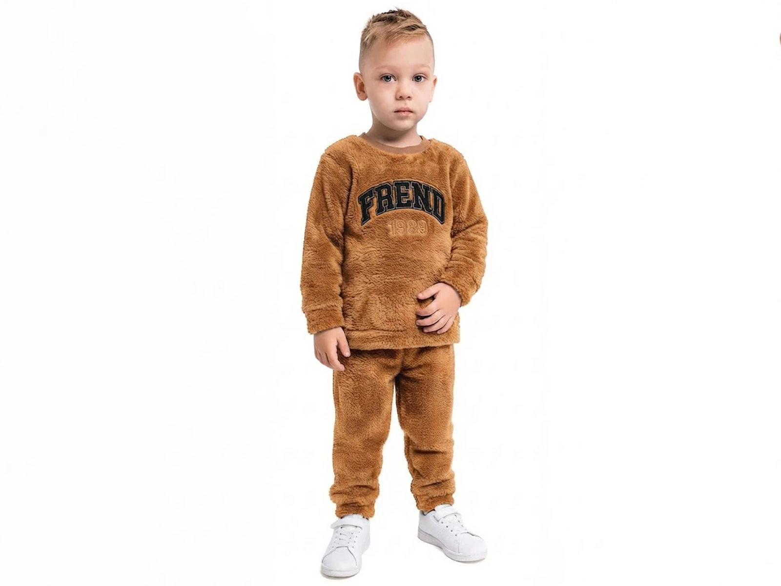 Toptan LİZARD Frend Nakışlı Well Soft Peluş Erkek Takım  Toptan Bebek Çocuk Giyim - Beniz Kids