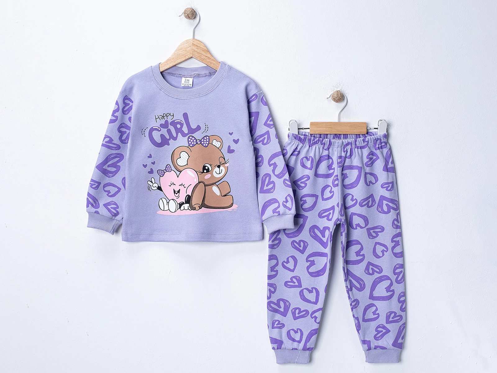 Girl Baskılı Kız Pijama Takım