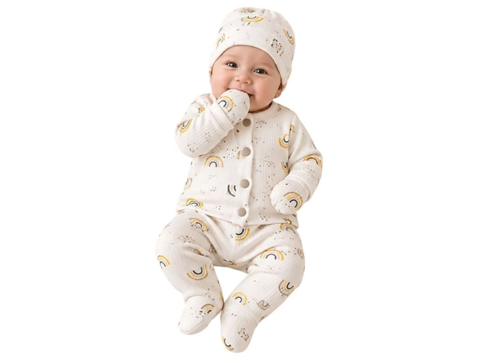 Toptan COŞAY BABY Gökkuşağı Baskılı 5'li Bebek Zıbın Set Toptan Bebek Çocuk Giyim - Beniz Kids