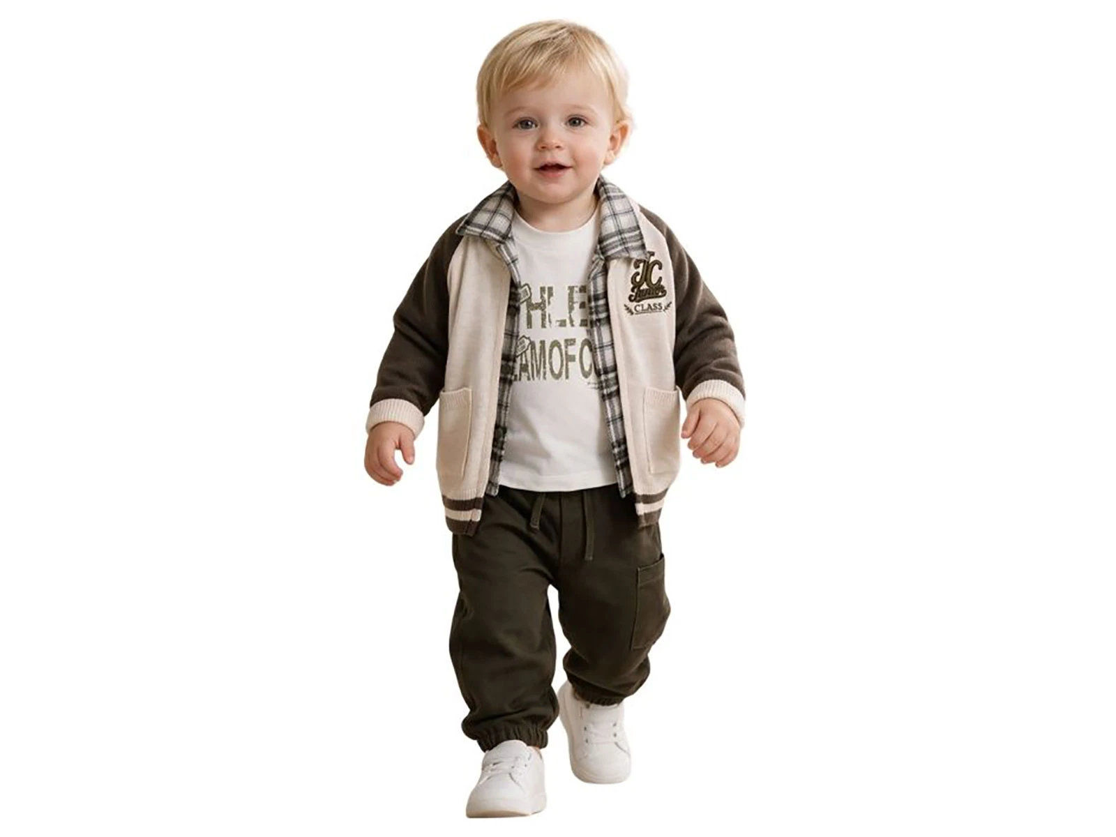 Toptan JUNİOR CLASS Gömlekli 4'lü Erkek Bebek Takım Toptan Bebek Çocuk Giyim - Beniz Kids