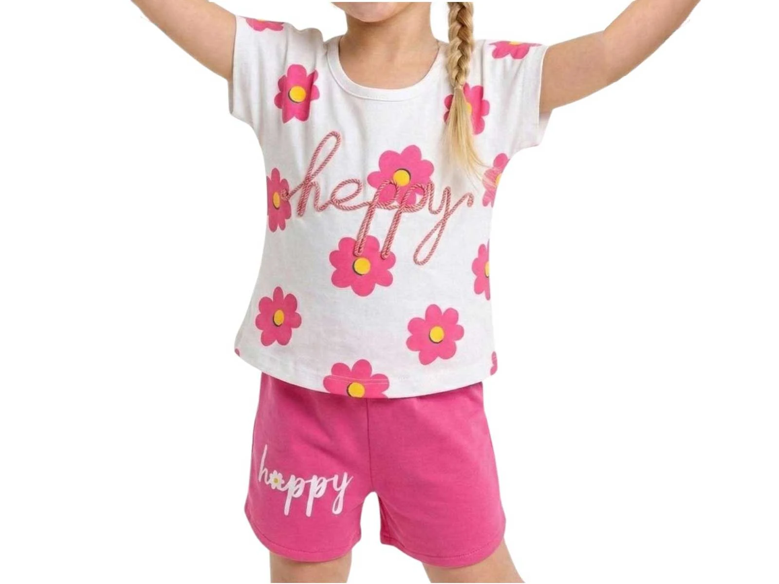 Happy Çiçek Baskılı Kız Bebe Takım 