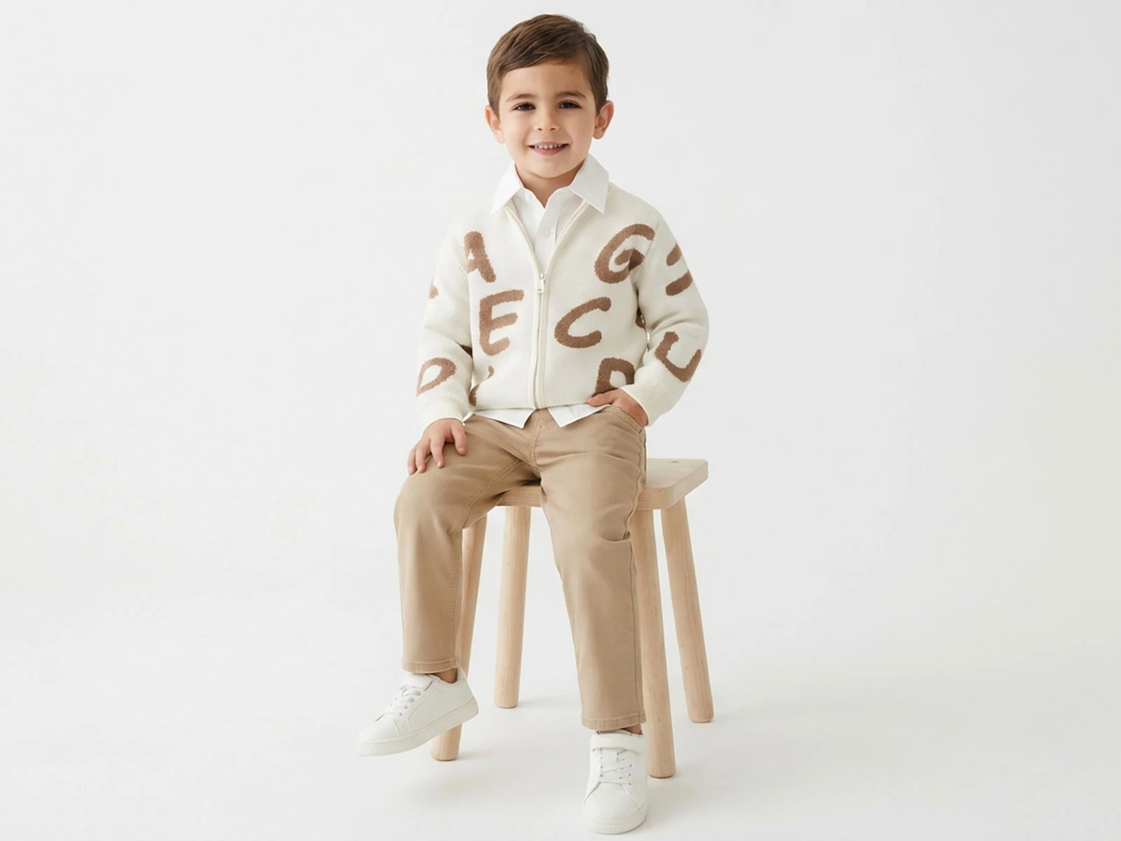 Toptan WEENY KİDS Harf Desenli 3'lü Erkek Çocuk Takım Toptan Bebek Çocuk Giyim - Beniz Kids