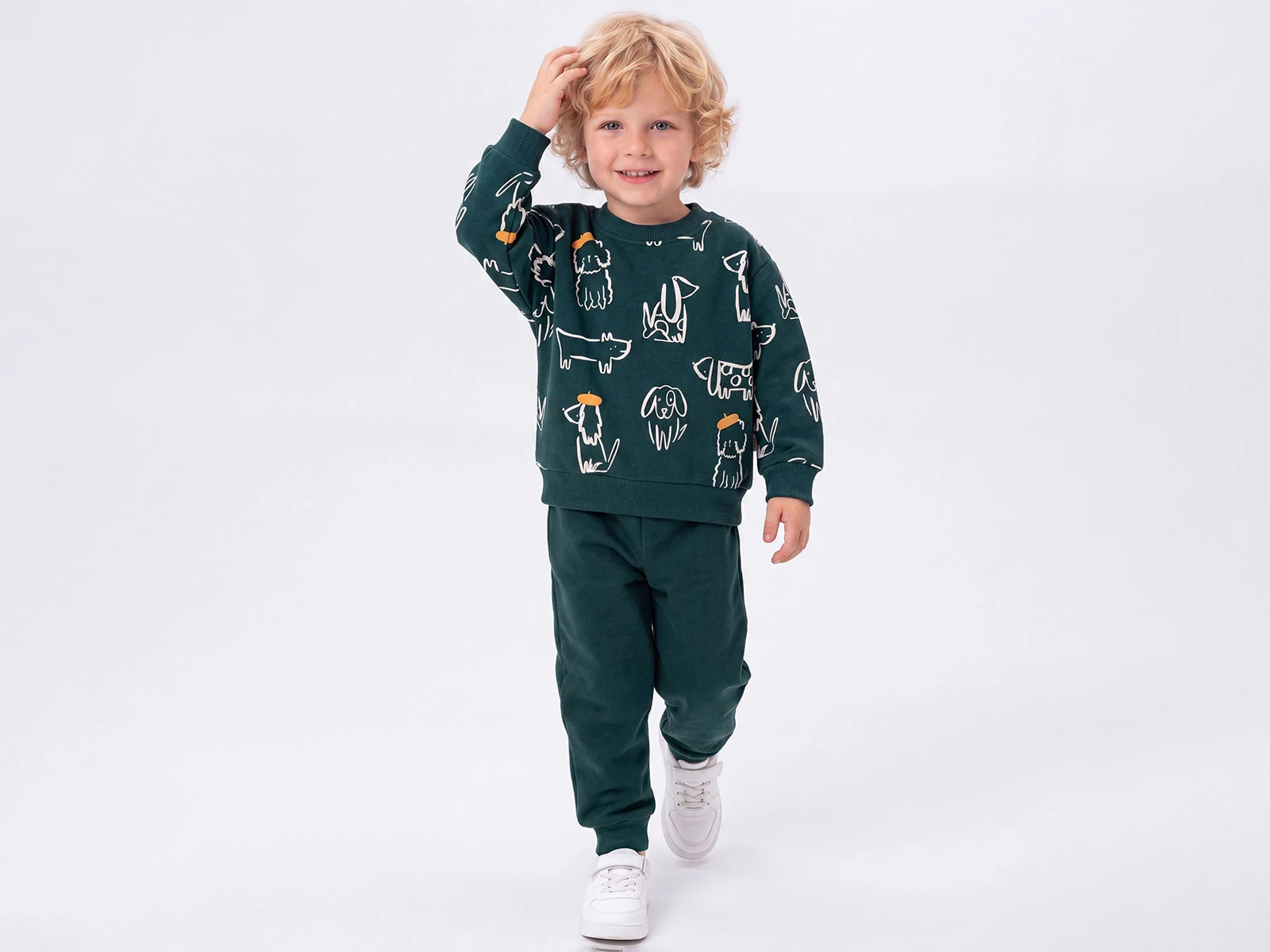 Toptan FEELY KİDS Hayvan Baskılı 3 İp Şardonlu Erkek Takım  Toptan Bebek Çocuk Giyim - Beniz Kids