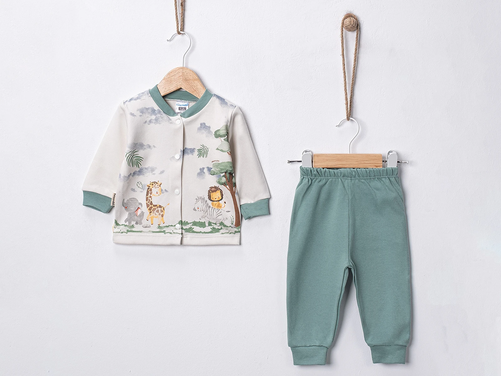 Hayvan Baskılı Unisex Bebe Pijama Takım