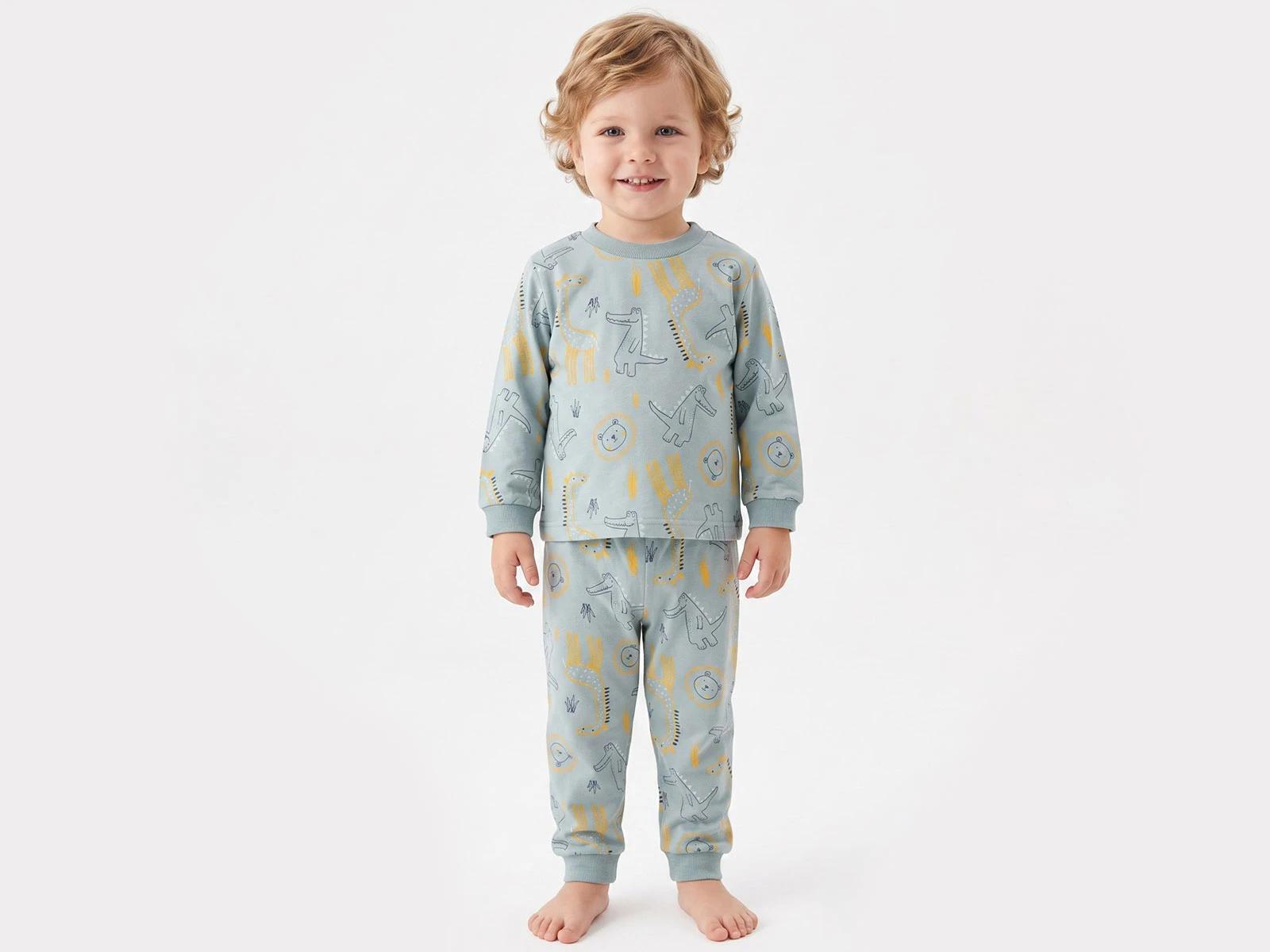 Toptan İSOBEL Hayvan Desenli Erkek Bebe Pijama Takım Toptan Bebek Çocuk Giyim - Beniz Kids