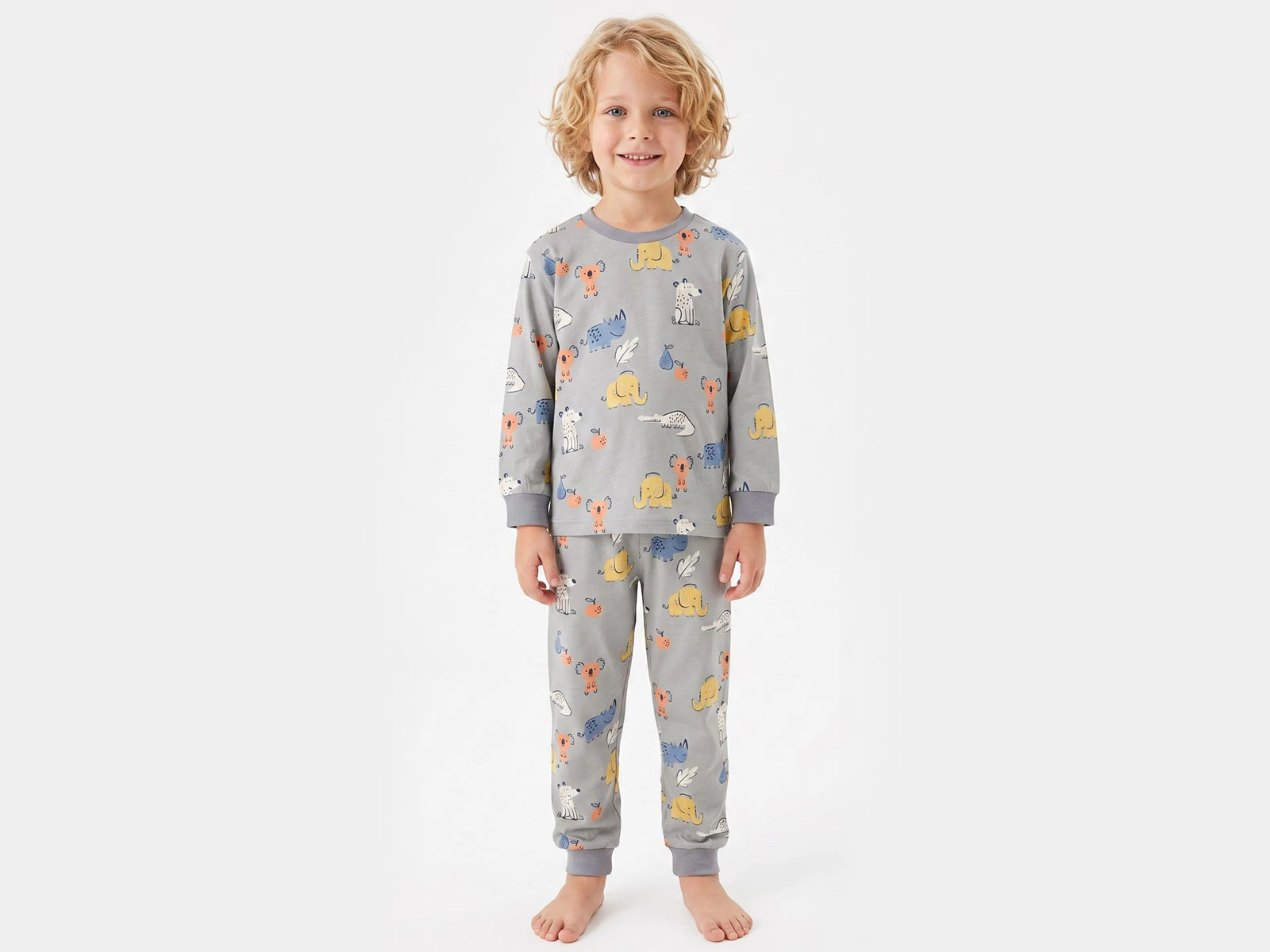 Toptan İSOBEL Hayvan Desenli Erkek Pijama Takım  Toptan Bebek Çocuk Giyim - Beniz Kids