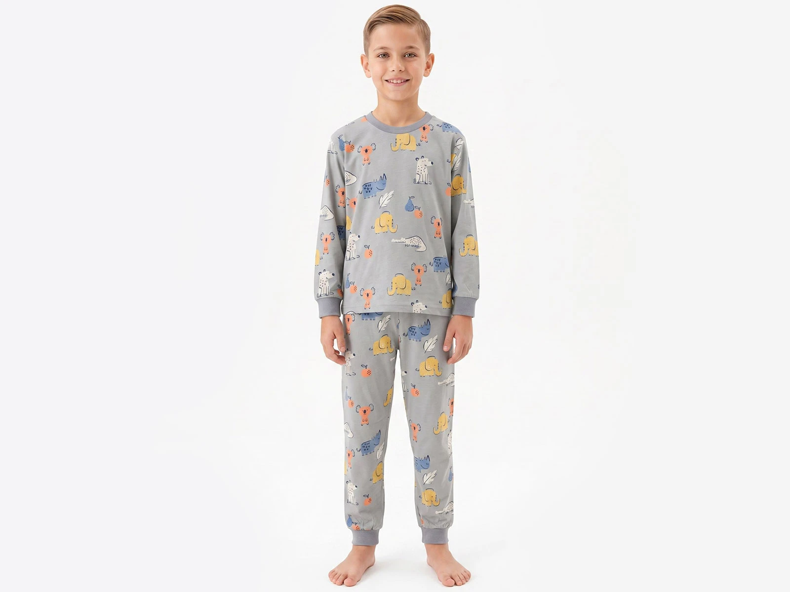 Toptan İSOBEL Hayvan Desenli Erkek Pijama Takım  Toptan Bebek Çocuk Giyim - Beniz Kids