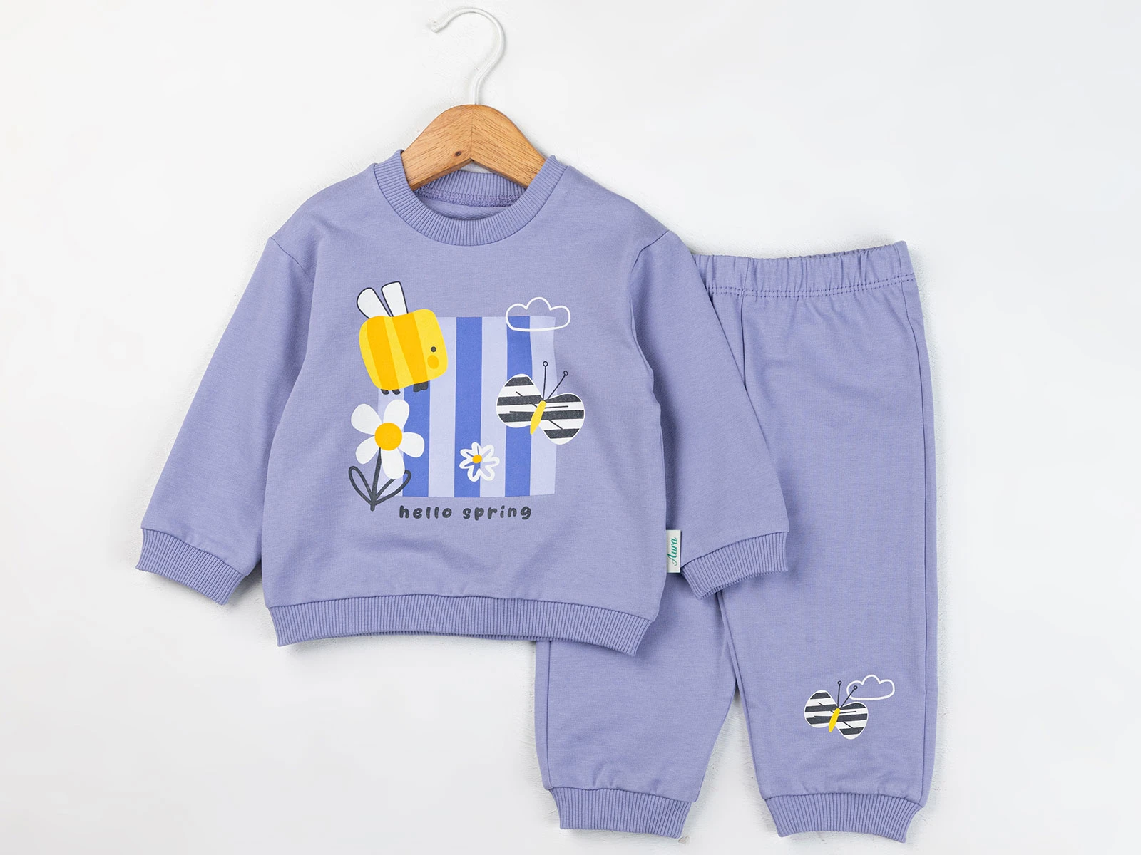 Toptan COMİX Hello Baskılı Kız Takım Toptan Bebek Çocuk Giyim - Beniz Kids