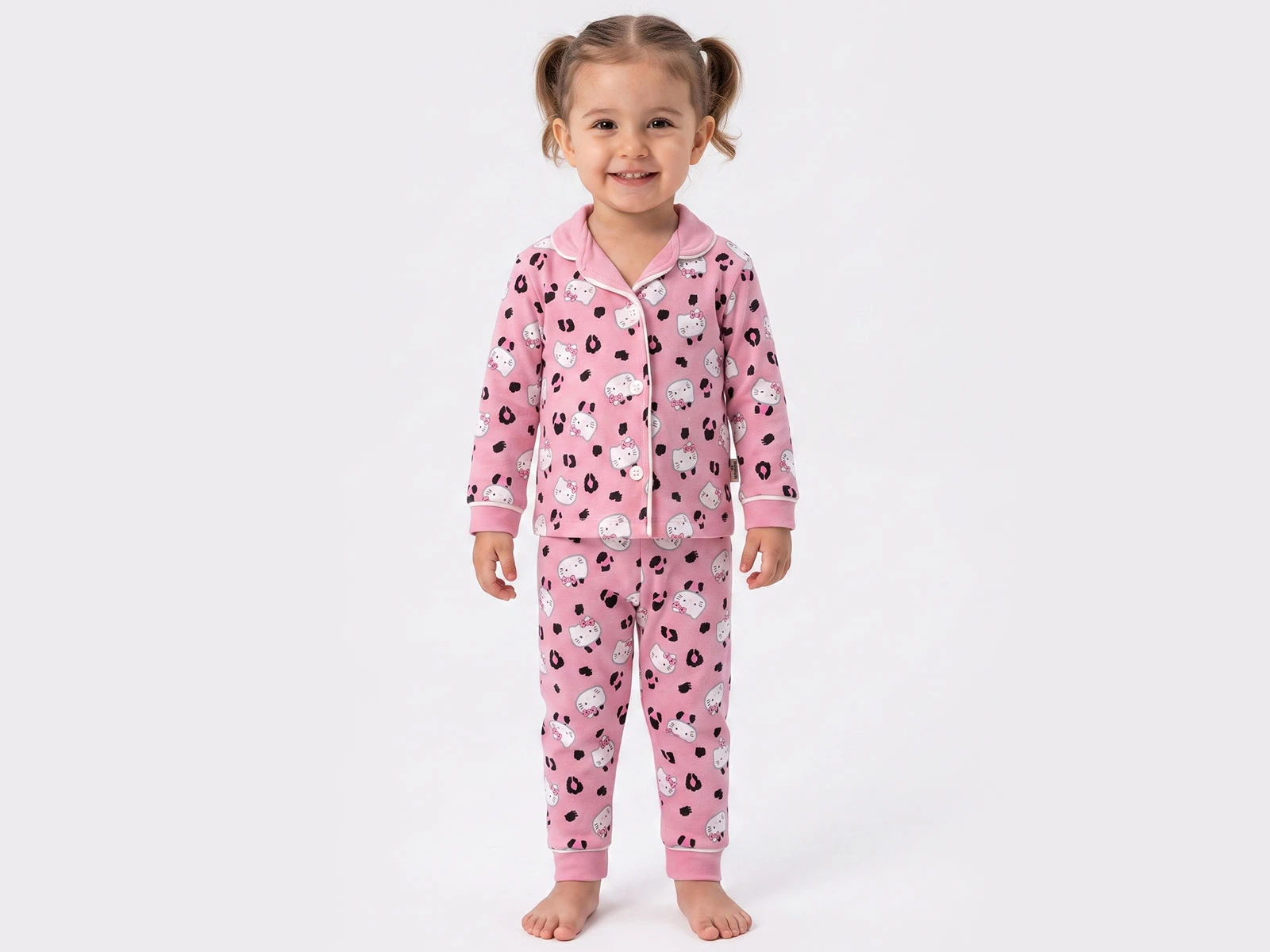 Toptan DOLAŞ Hello Kitty Desenli Kız Pijama Takım Toptan Bebek Çocuk Giyim - Beniz Kids