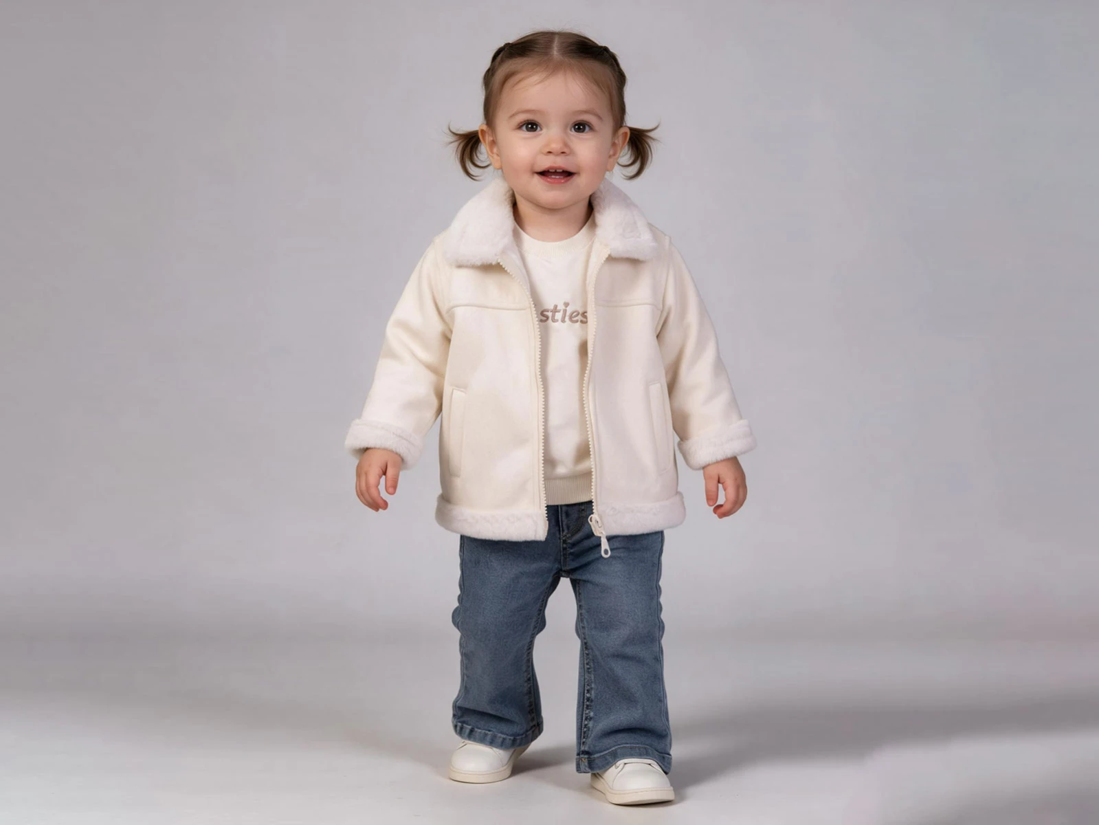 Toptan BEYAZ BEBEK İçi Peluşlu 3'lü Kız Takım Toptan Bebek Çocuk Giyim - Beniz Kids