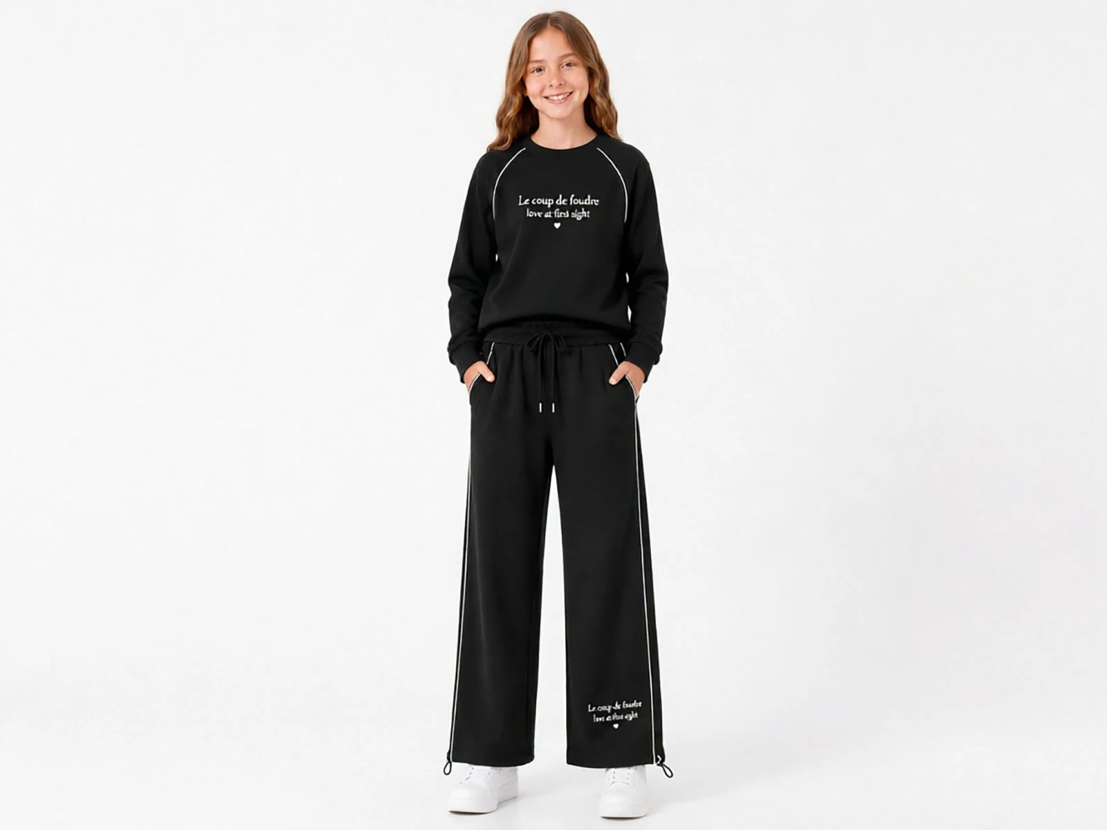 Toptan GİYDROP Love Baskılı Stoperli Oysho Kız Takım Toptan Bebek Çocuk Giyim - Beniz Kids