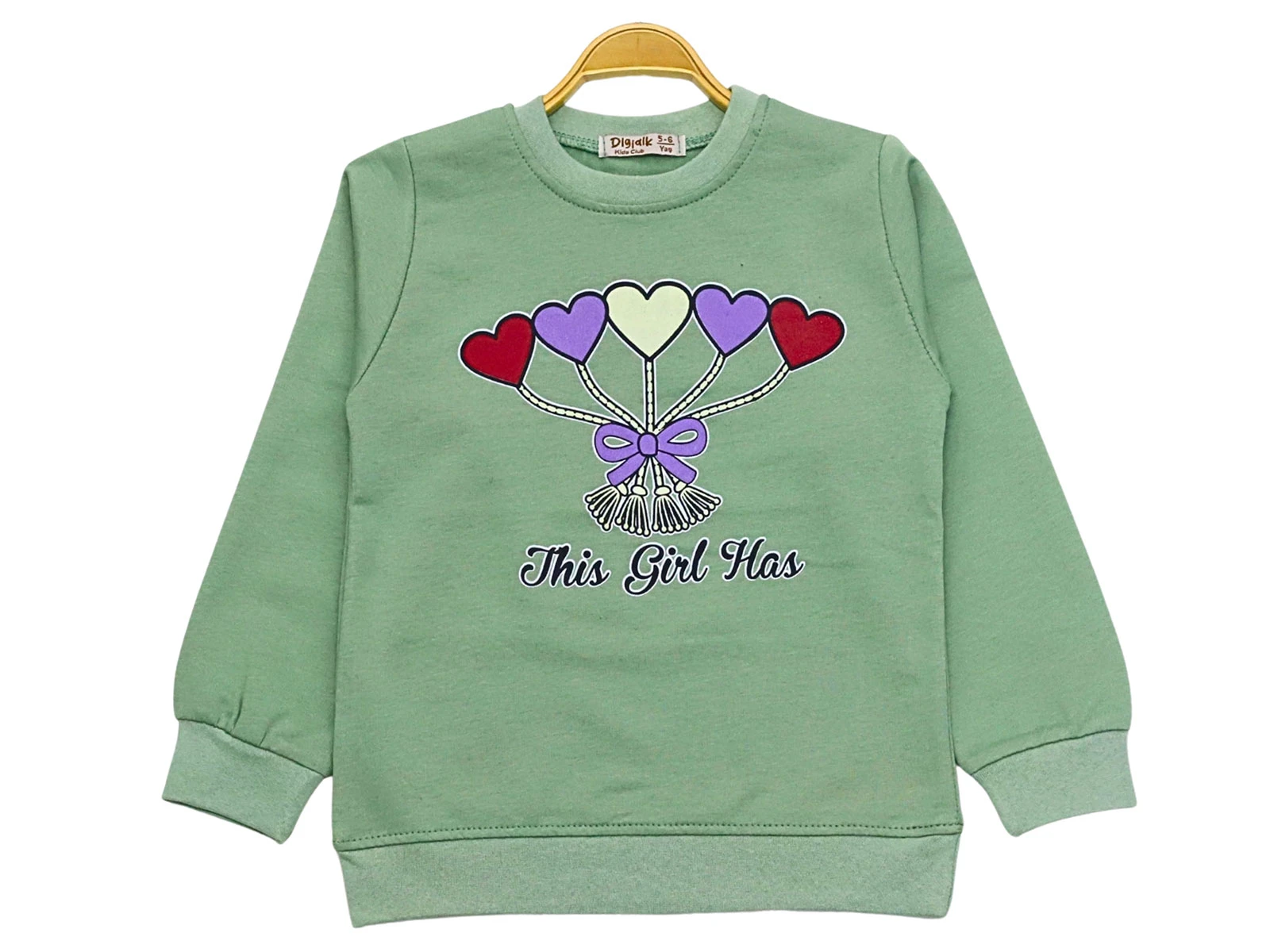 Toptan DIGIDIK KİDS Kalp Baskılı 2 İp Kız Sweat  Toptan Bebek Çocuk Giyim - Beniz Kids