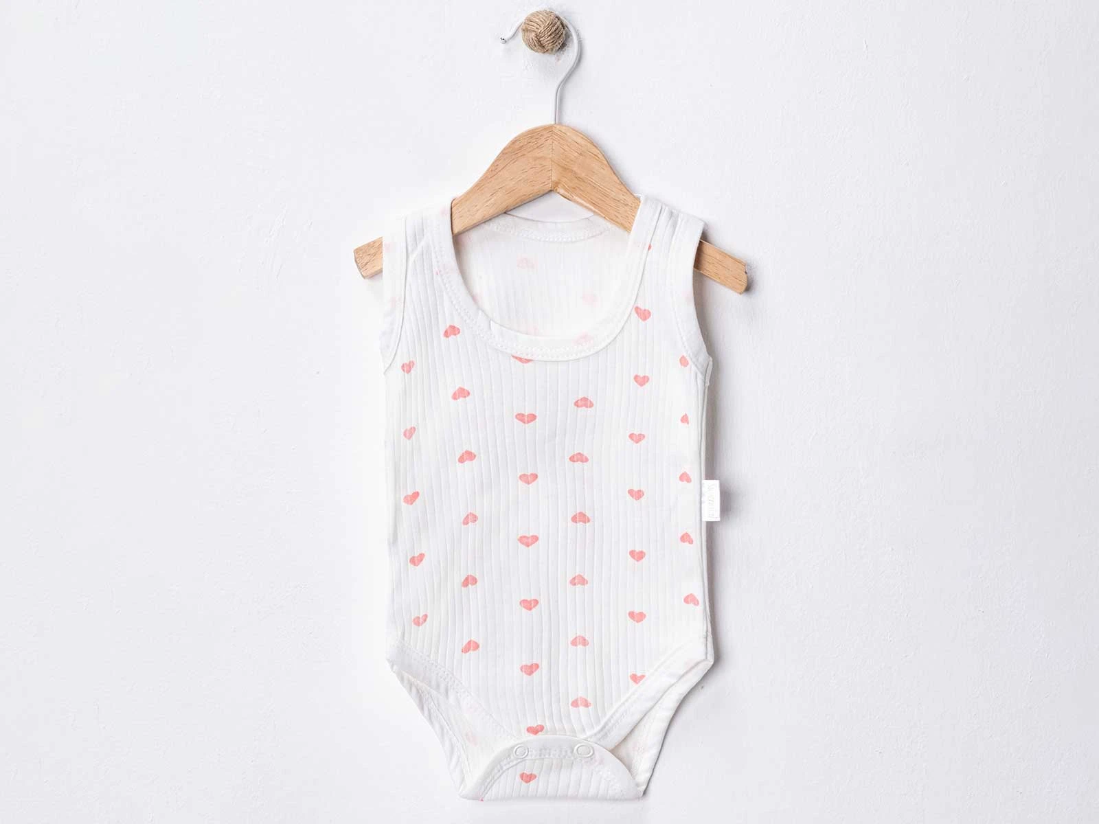 Kalp Baskılı Bebe Çıtçıtlı Badi