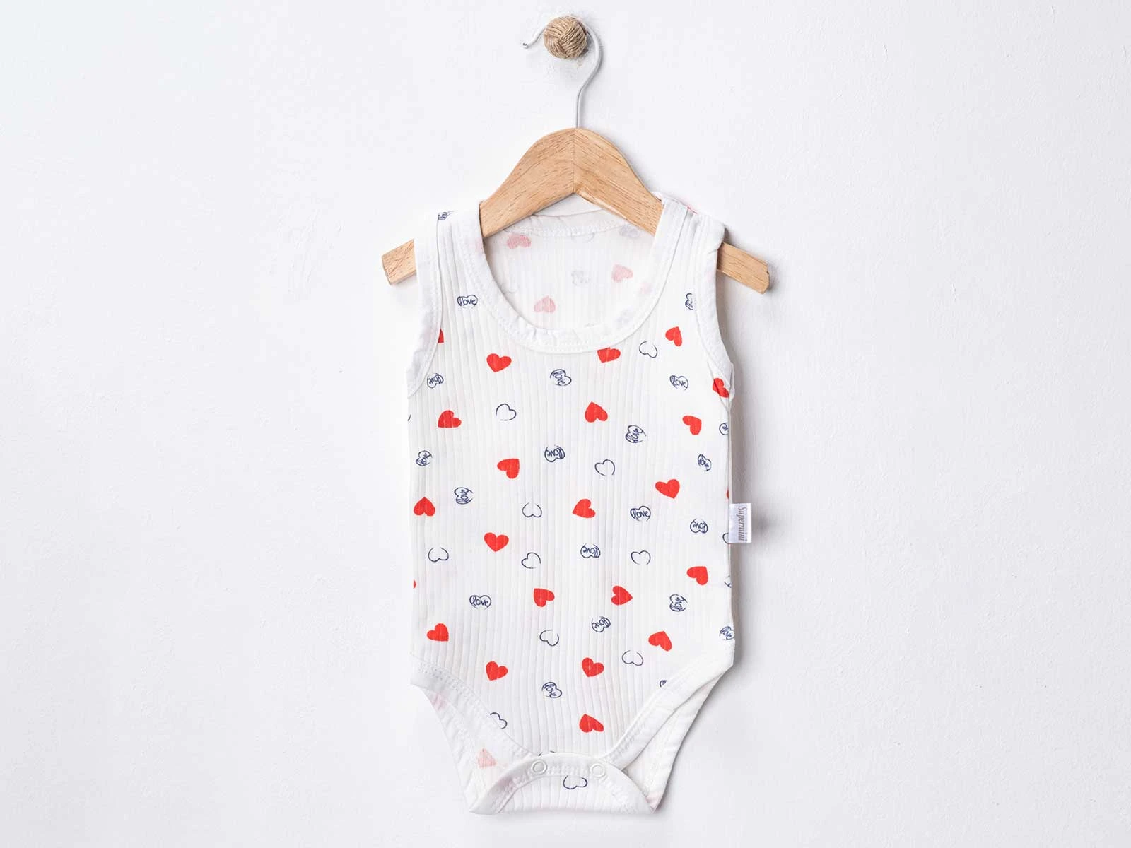 Kalp Baskılı Bebe Çıtçıtlı Badi