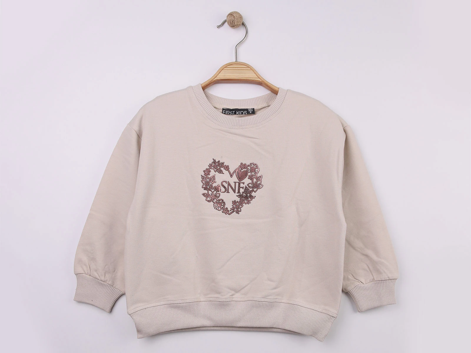 Kalp Baskılı Kız Sweat 