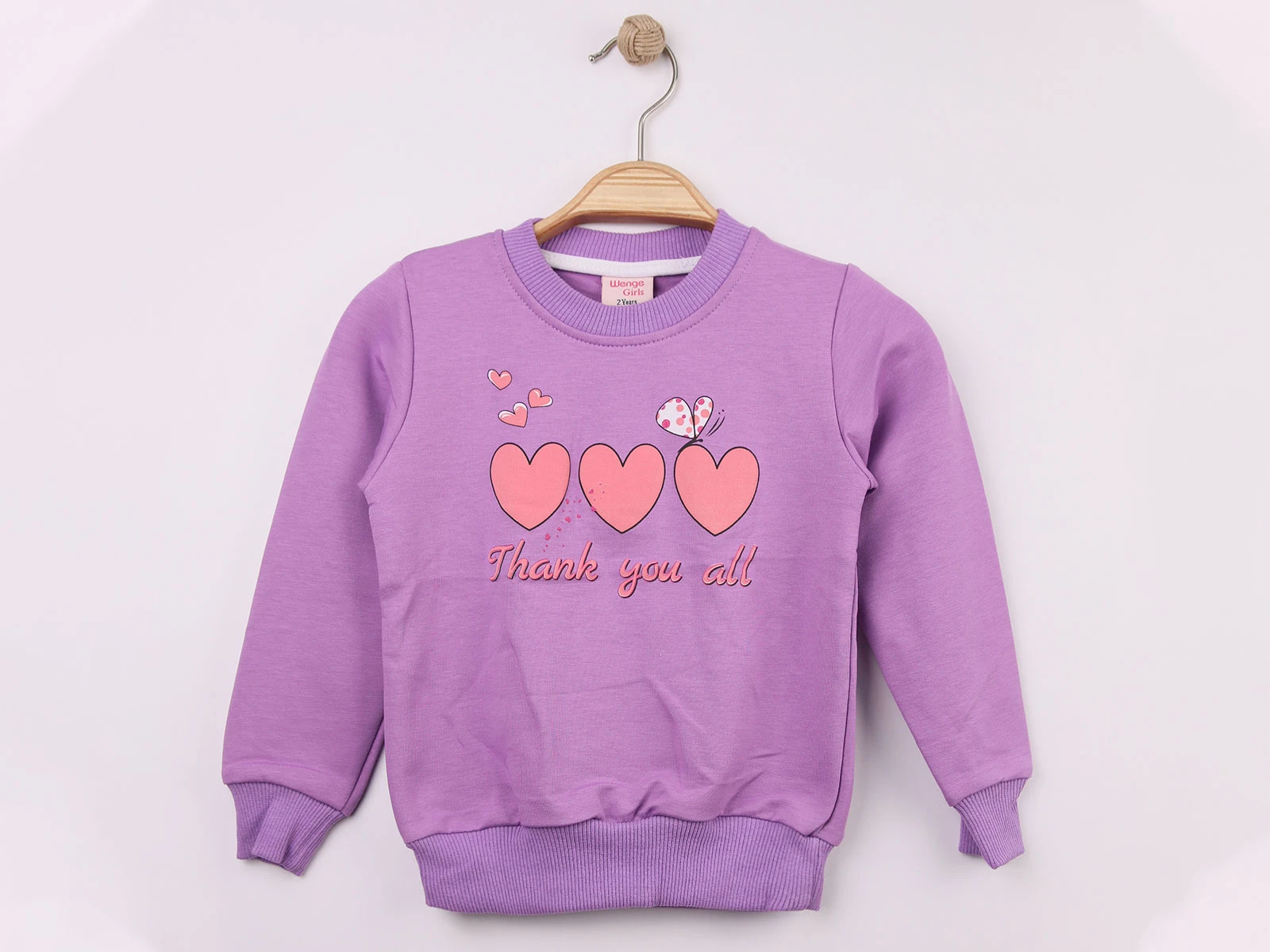 Toptan WENGE KİDS Kalp Baskılı Kız Sweat  Toptan Bebek Çocuk Giyim - Beniz Kids