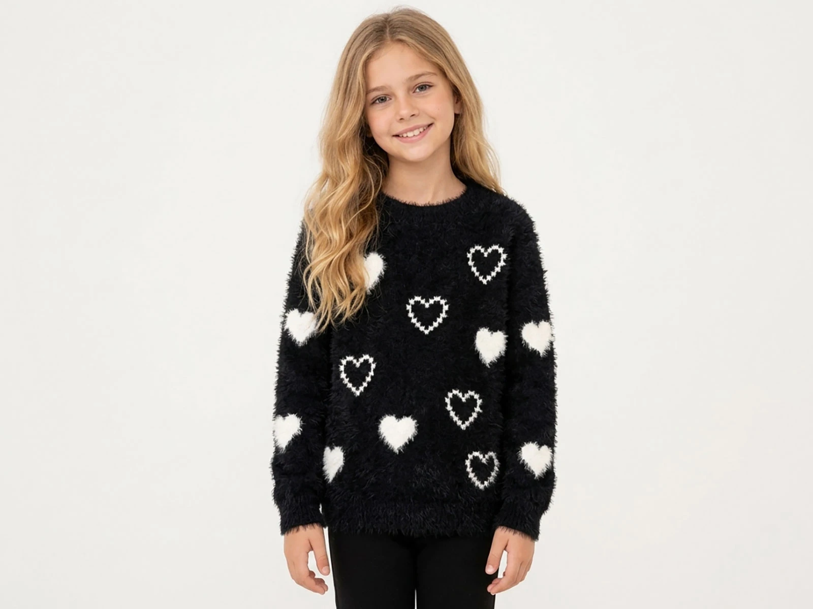 Toptan TOLGA KİDS Kalp Desenli Kız Çocuk Sweat Toptan Bebek Çocuk Giyim - Beniz Kids