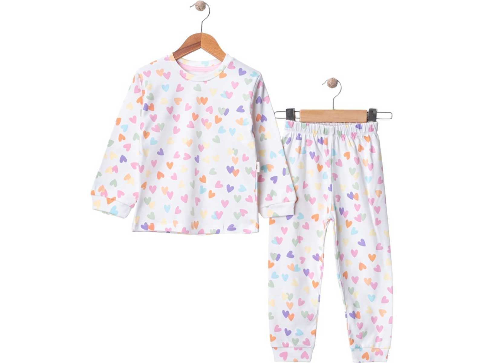 Kalp Desenli Kız Pijama Takım