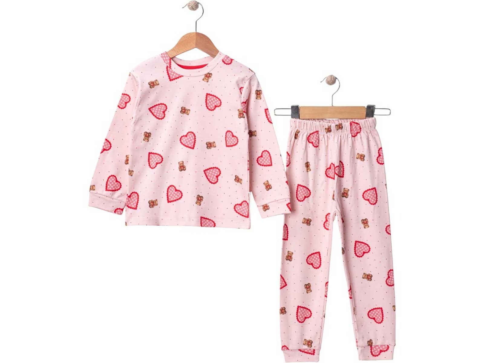 Kalp Desenli Kız Pijama Takım