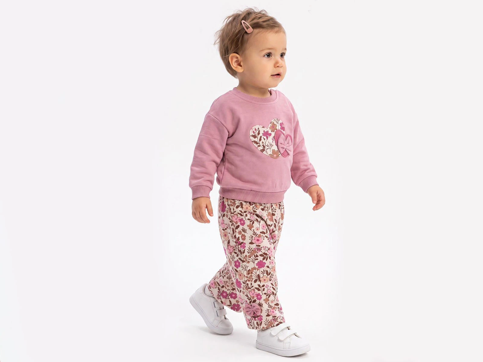 Toptan VOVİDO Kalp Nakışlı Kız Takım Toptan Bebek Çocuk Giyim - Beniz Kids