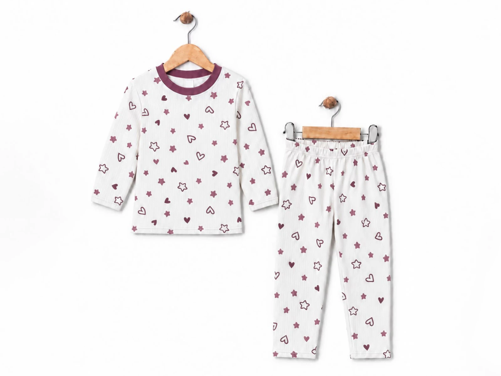 Toptan SÜPERMİNİ Kalpli Kız Bebek Pijama Takımı Toptan Bebek Çocuk Giyim - Beniz Kids
