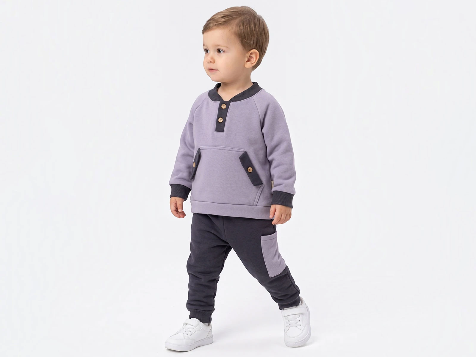 Toptan BAM-BİNO Kanguru Cepli Erkek Bebe Takım  Toptan Bebek Çocuk Giyim - Beniz Kids